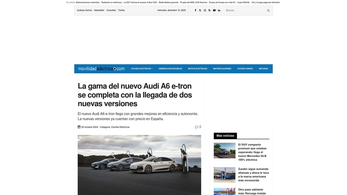 Top 8 Coches Eléctricos Con Más Autonomía en 2026 - Audi A6 Sportback e-tron