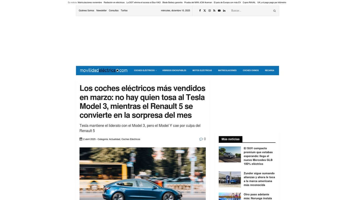 Top 8 Coches Eléctricos Con Más Autonomía en 2026 - Tesla Model 3 Long Range