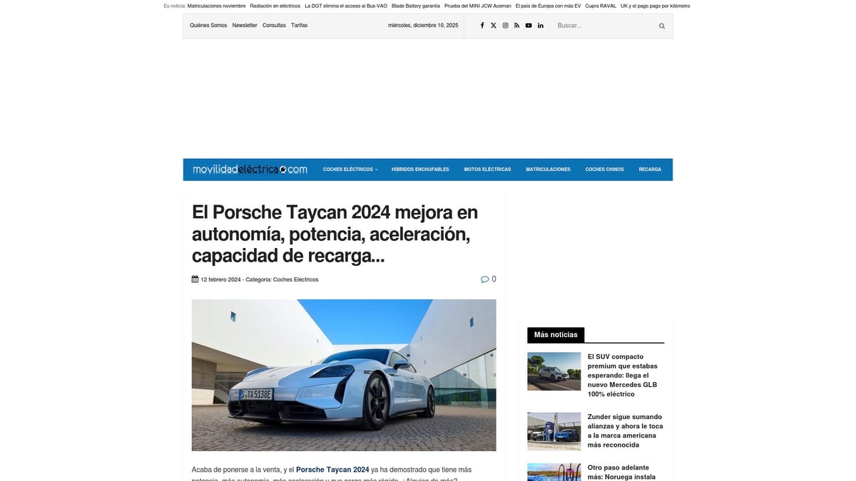 Top 8 Coches Eléctricos Con Más Autonomía en 2026 - Porsche Taycan 2026