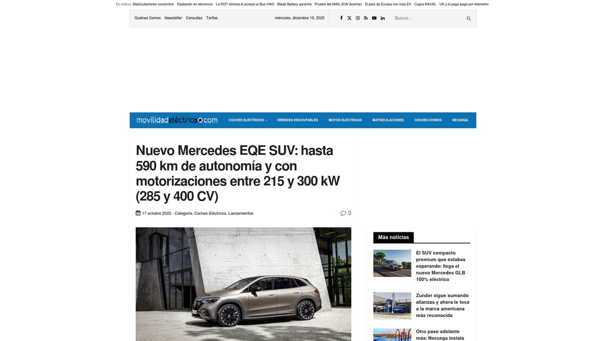 Top 8 Coches Eléctricos Con Más Autonomía en 2026 - Mercedes EQE 350+