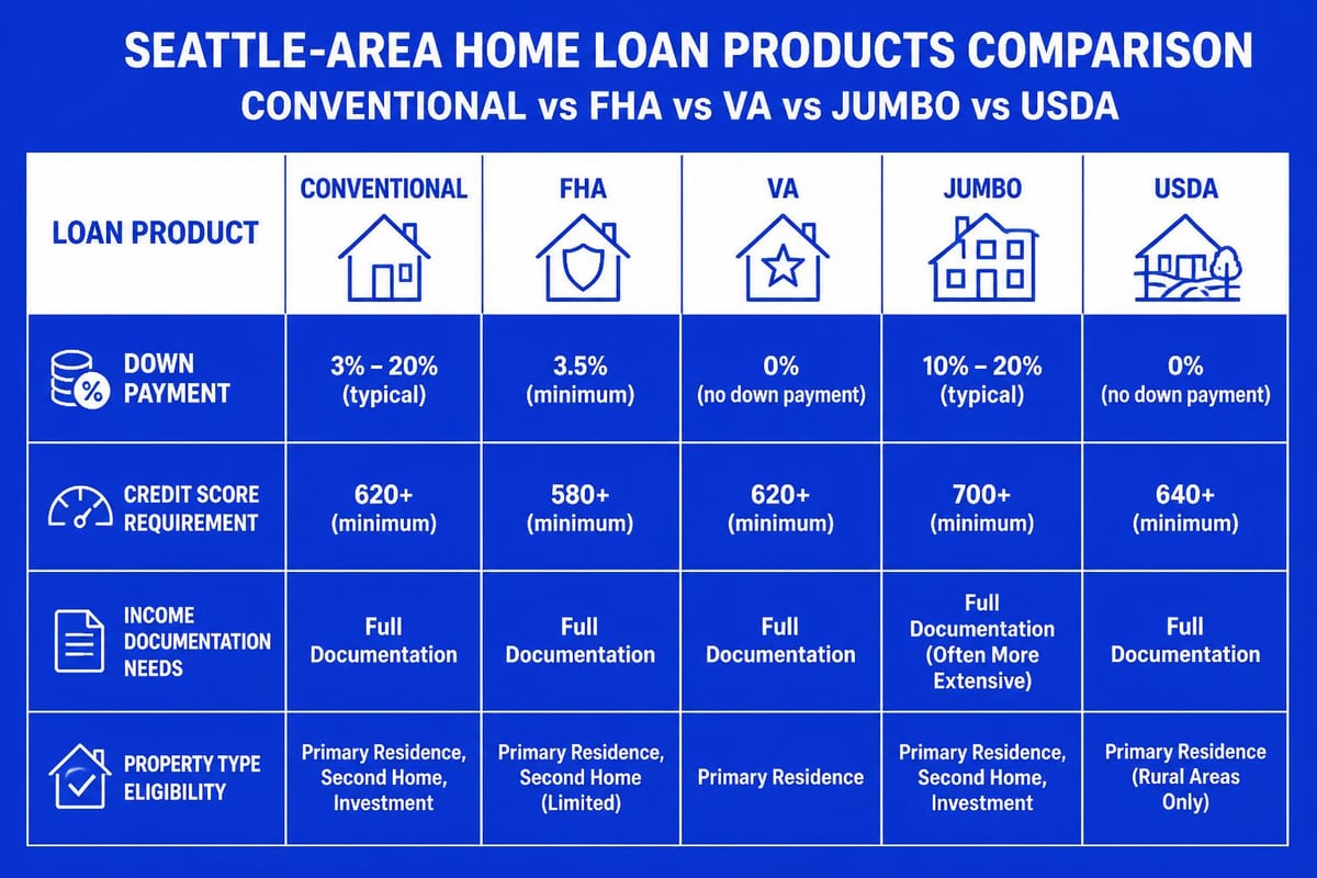 Home lending loan product types comparison
