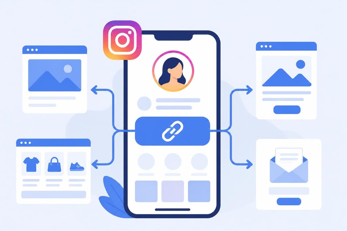 Instagram bio link connection to marketing funnel