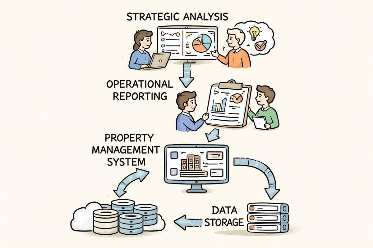 Property management system data flowing into analysis tools