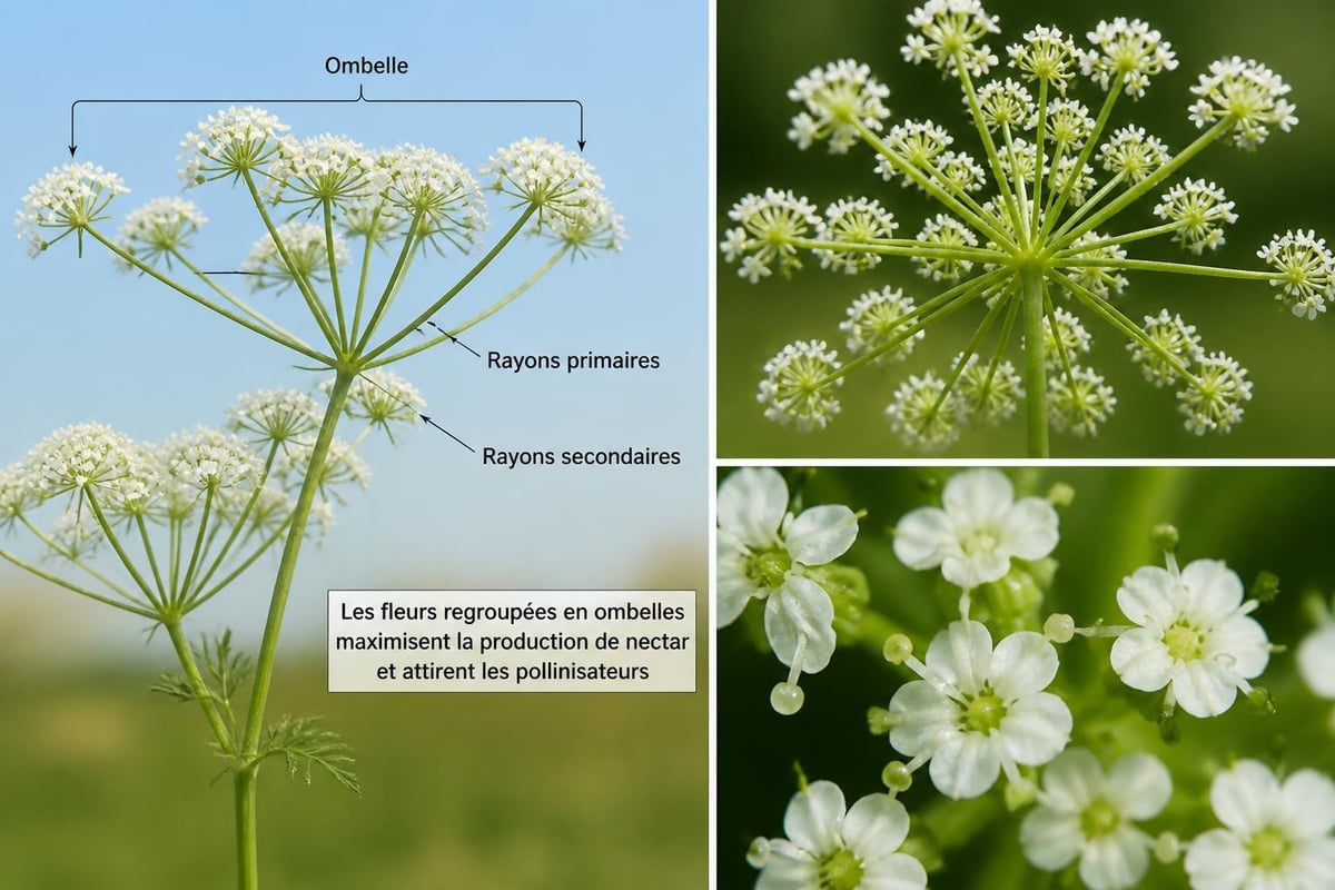 Structure des ombelles de coriandre