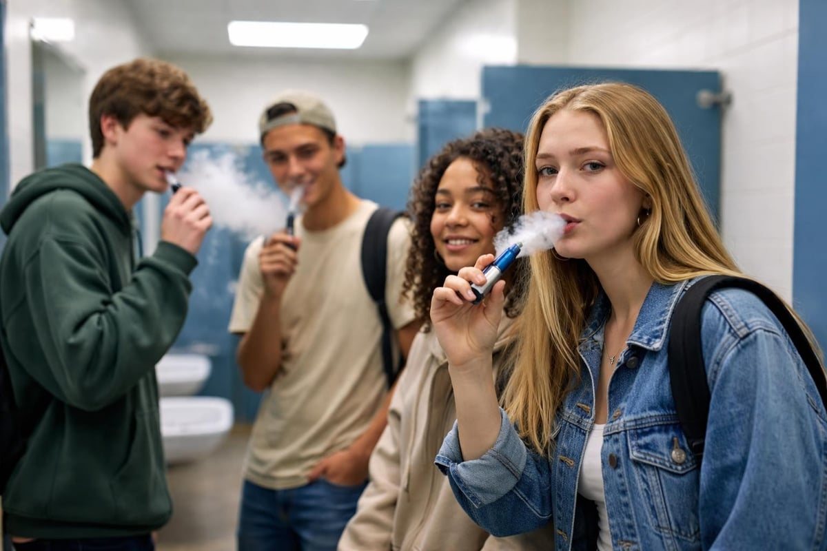 Students gathering in school toilets
