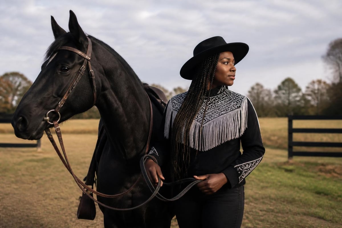 Modern black equestrian style and performance wear