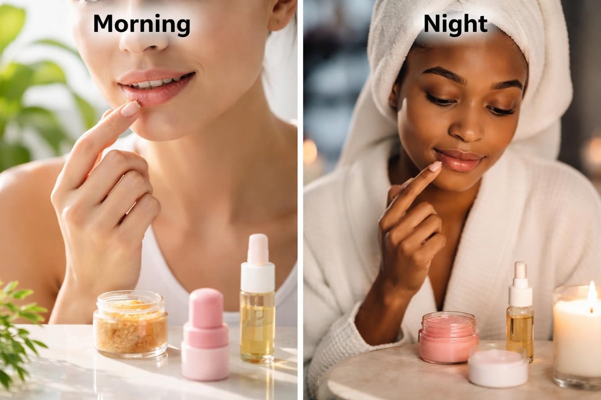 Lip care routine morning and night