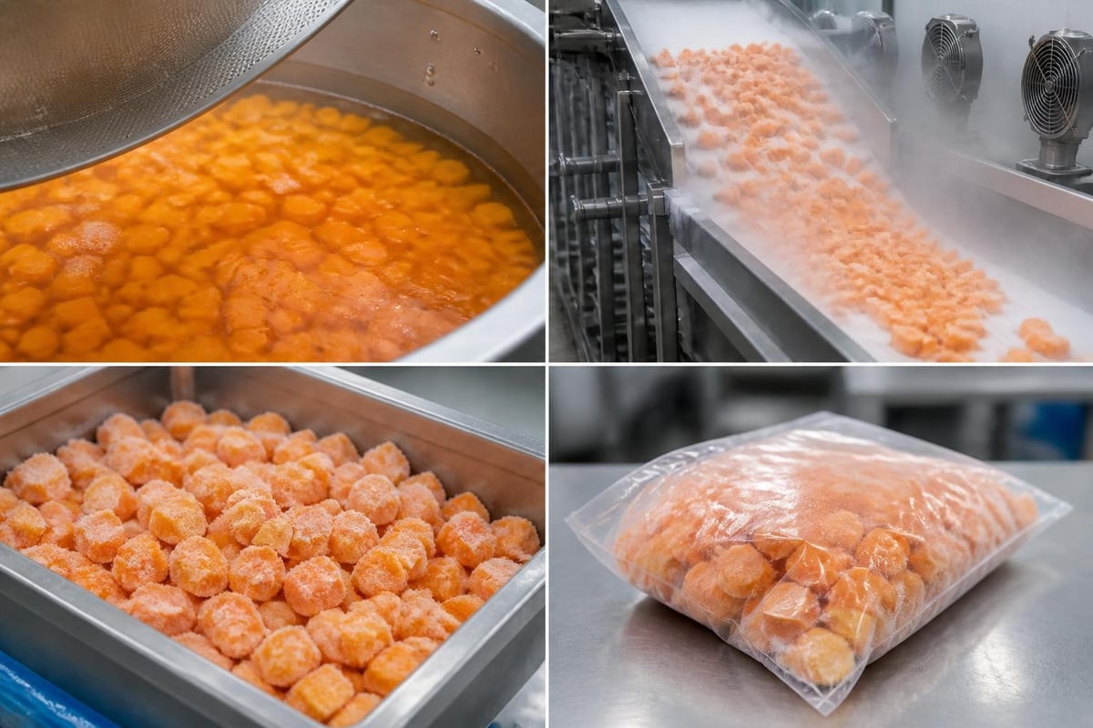 IQF freezing process stages