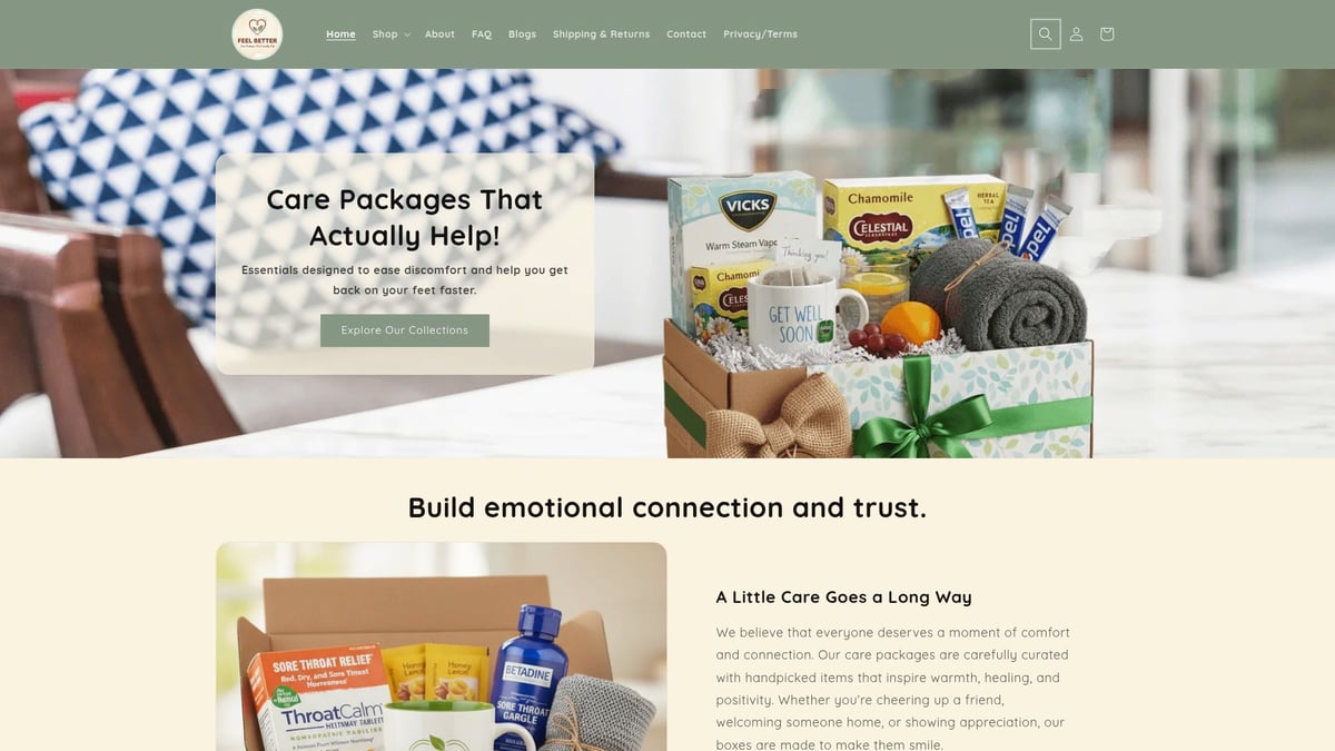 7 Thoughtful Get Well Soon Gift Baskets to Brighten 2026 - FeelBetterGifts – Throat Care & Soothing Support Care Package ($49.99)