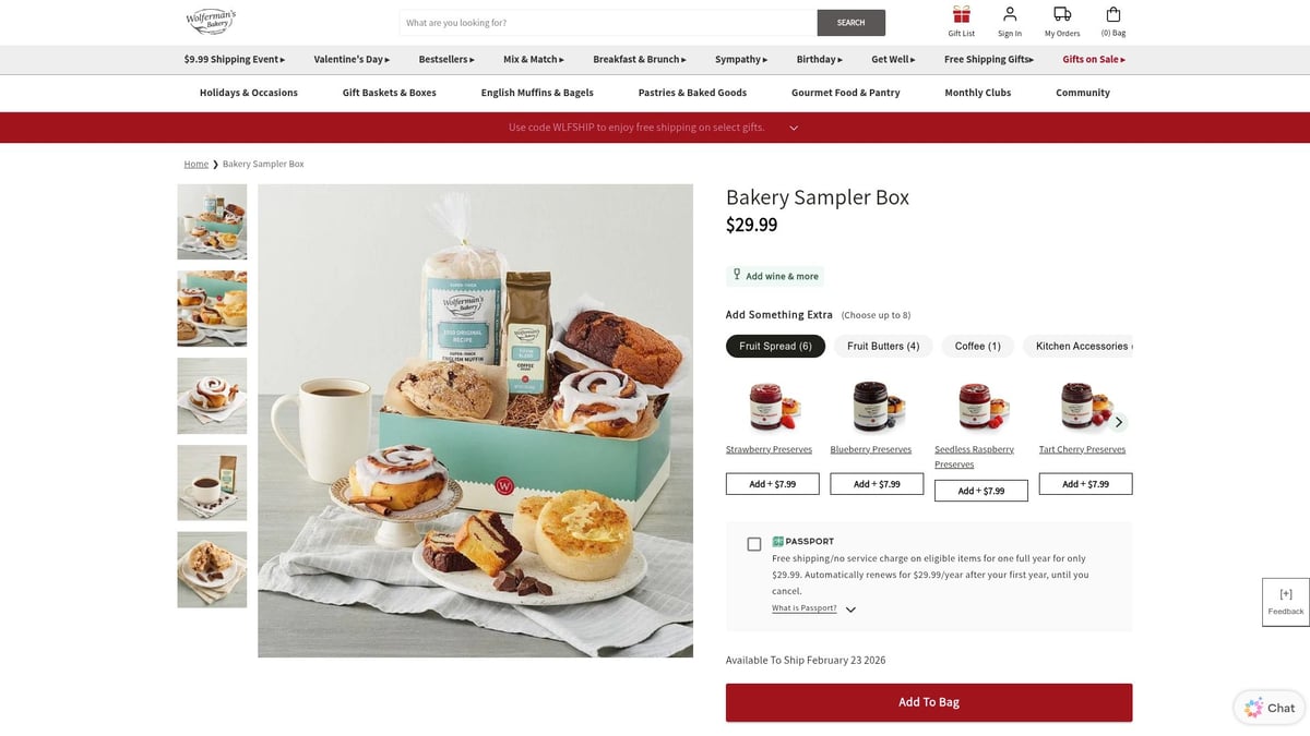 7 Thoughtful Get Well Soon Gift Baskets to Brighten 2026 - Bakery Sampler Box by Wolferman’s ($29.99)