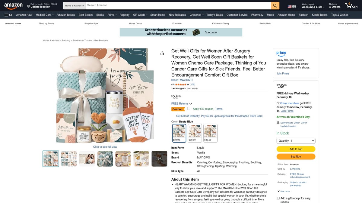 7 Thoughtful Get Well Soon Gift Baskets to Brighten 2026 - Get Well Gifts for Women After Surgery Recovery, Chemo Care Package ($39.99)