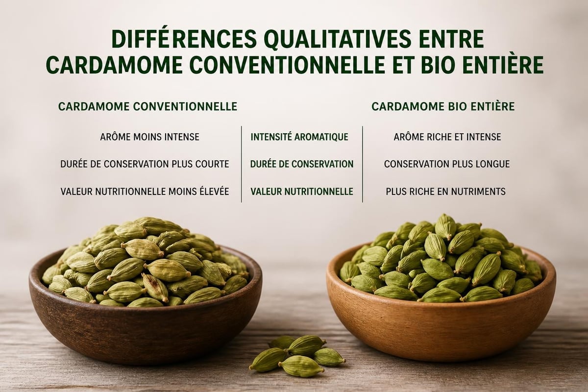 Comparaison qualité cardamome bio