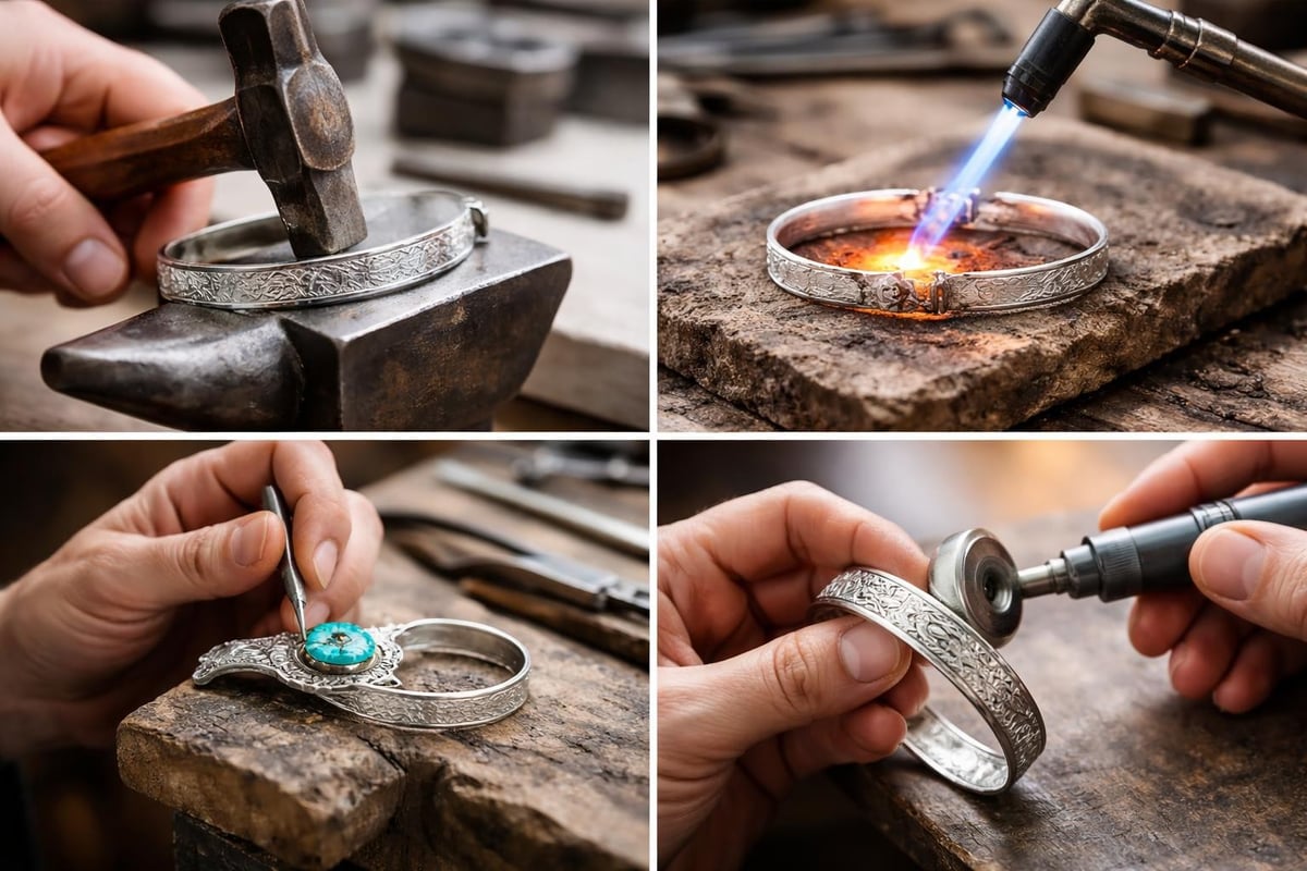 Silversmithing techniques for bracelet creation