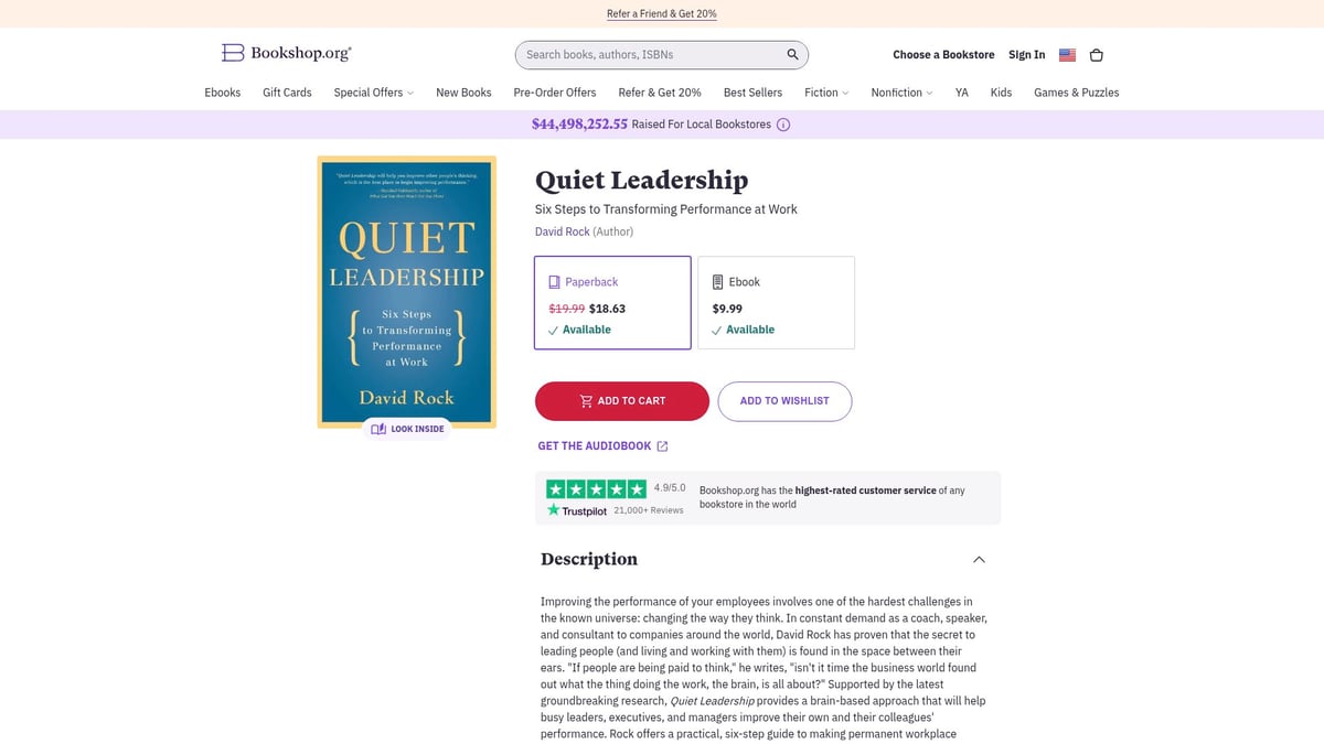 Top 8 Best Books on Social Skills to Read in 2026 - Quiet Leadership: Six Steps to Transforming Performance at Work by David Rock