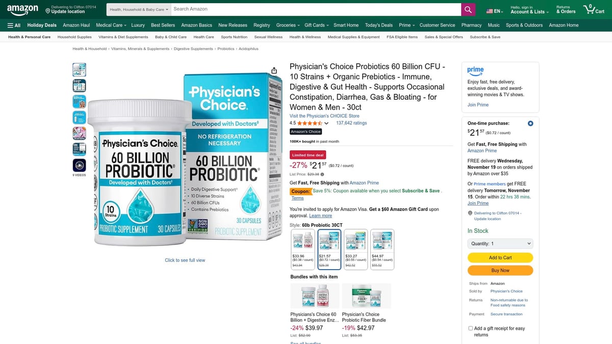 Top 10 Best Supplements for Health and Wellness 2025 - Physician’s Choice Probiotics 60 Billion CFU