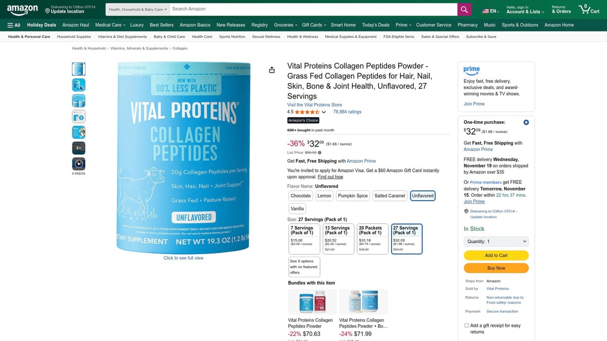 Top 10 Best Supplements for Health and Wellness 2025 - Vital Proteins Collagen Peptides Powder