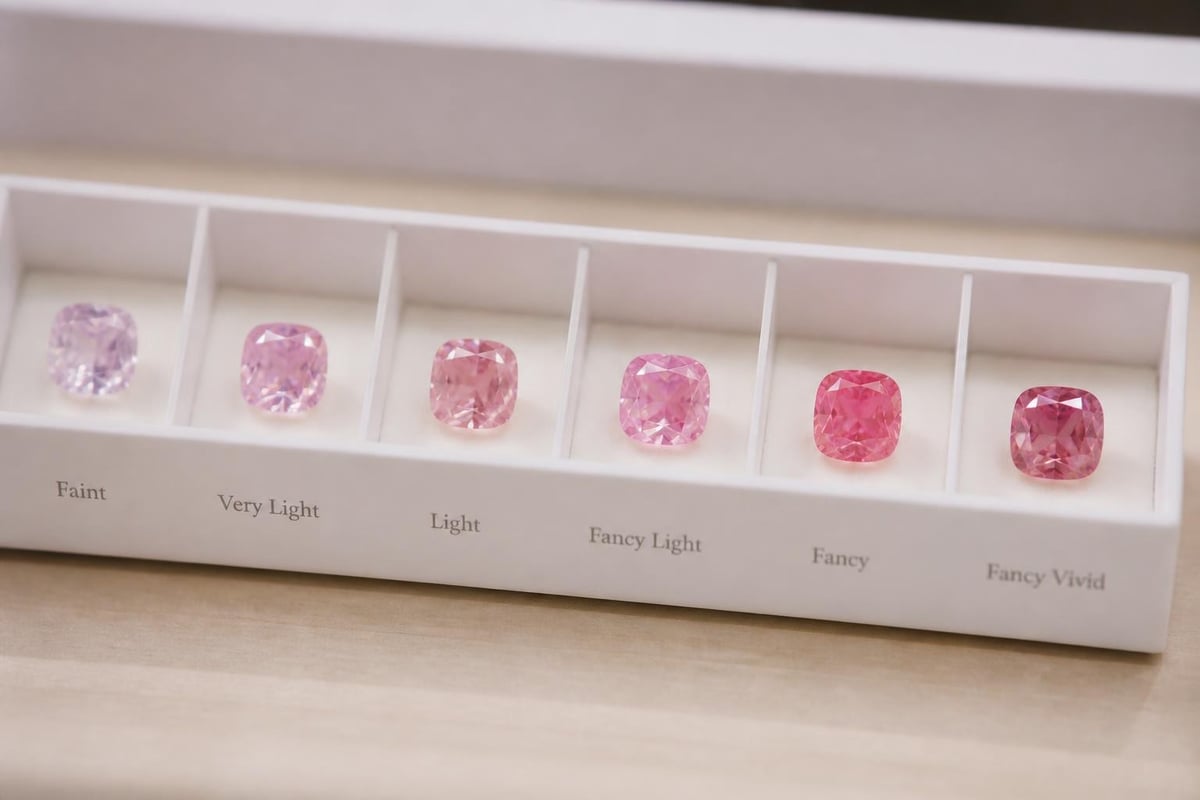 Pink diamond color grading comparison