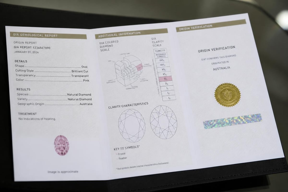 Pink diamond certification documentation