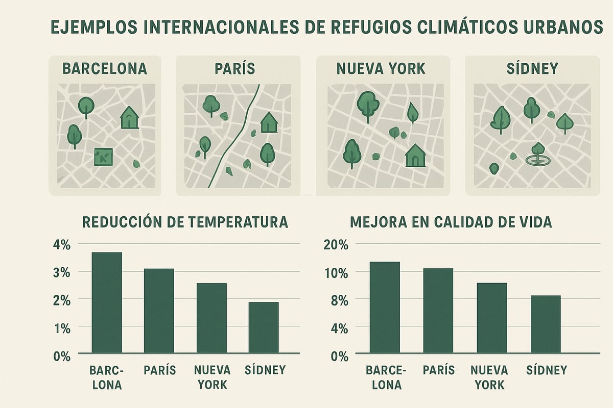 Ejemplos internacionales y mejores prácticas en refugios climáticos urbanos