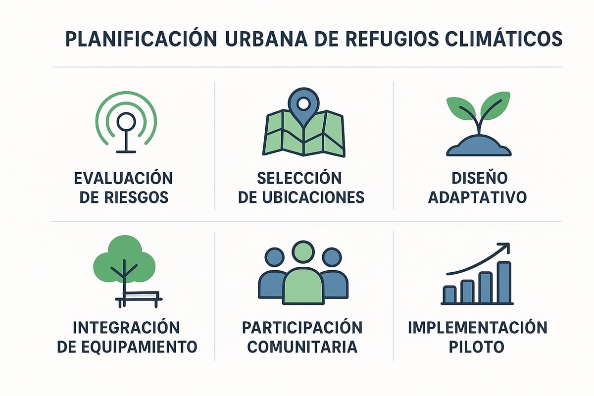 Pasos esenciales para diseñar e implementar refugios climáticos urbanos