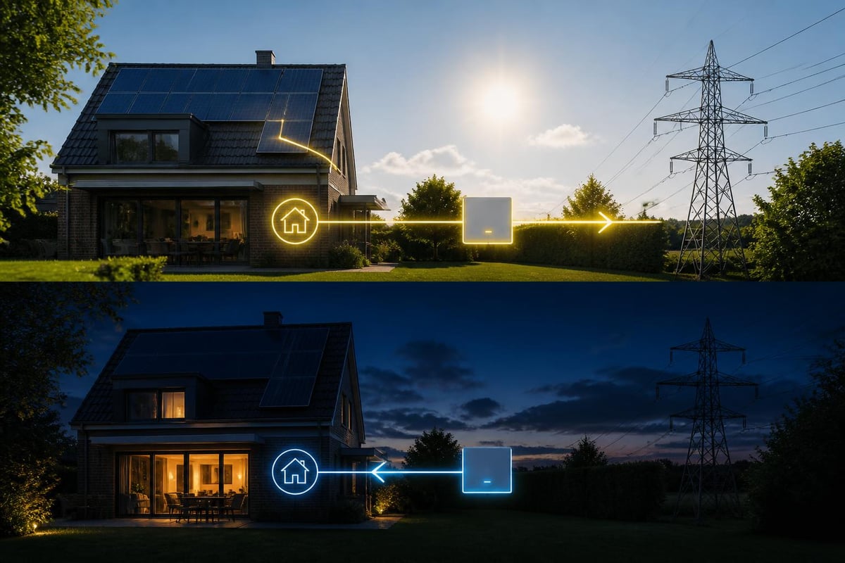 Energiestroom bij zonnepanelen