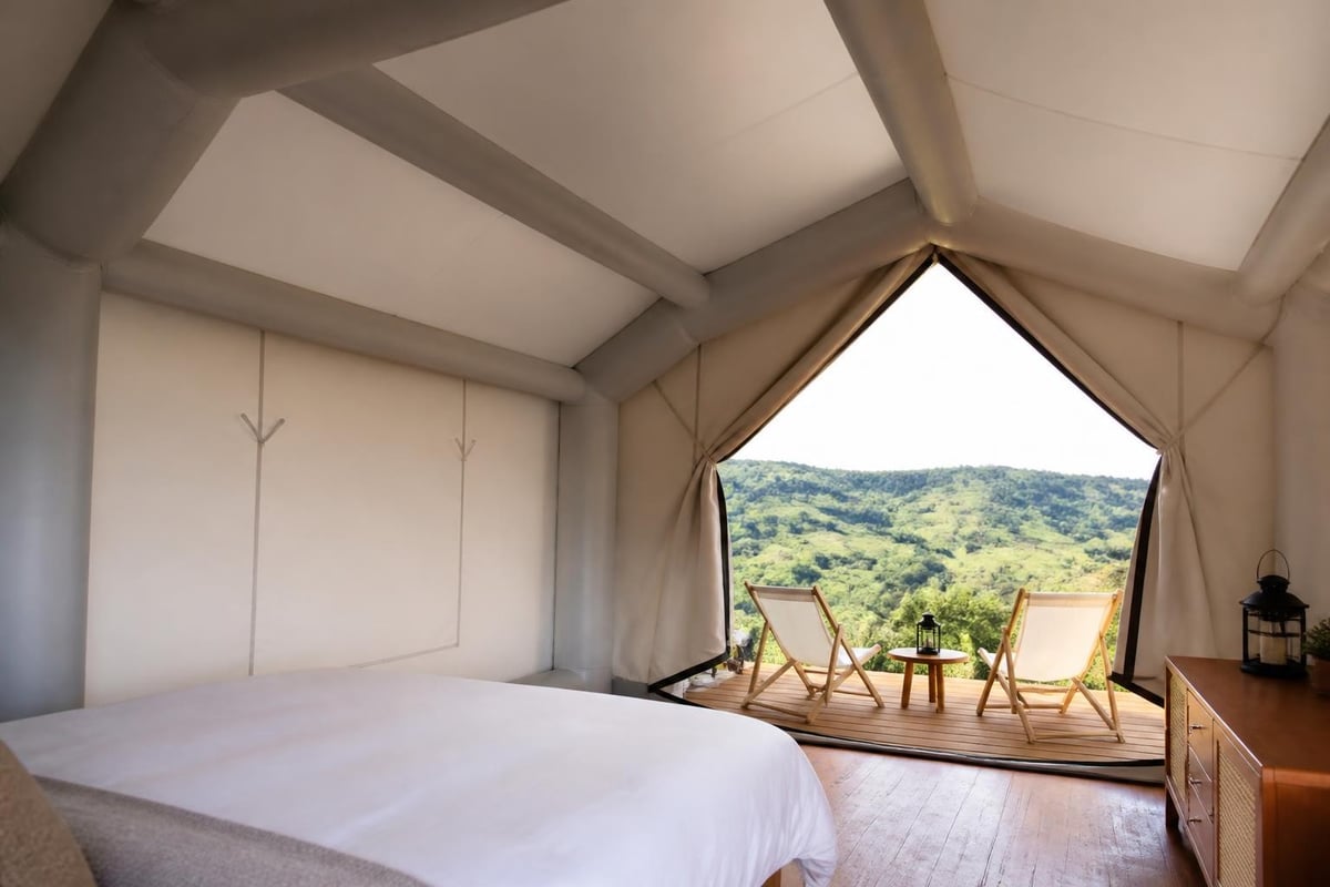 Inflatable tent air beam structure