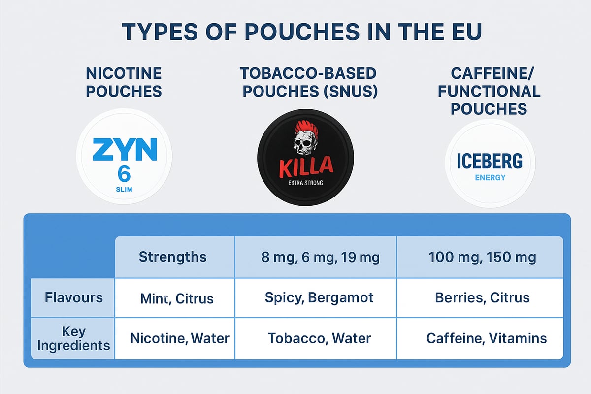 Types of Pouches: Flavours, Strengths, and Brands