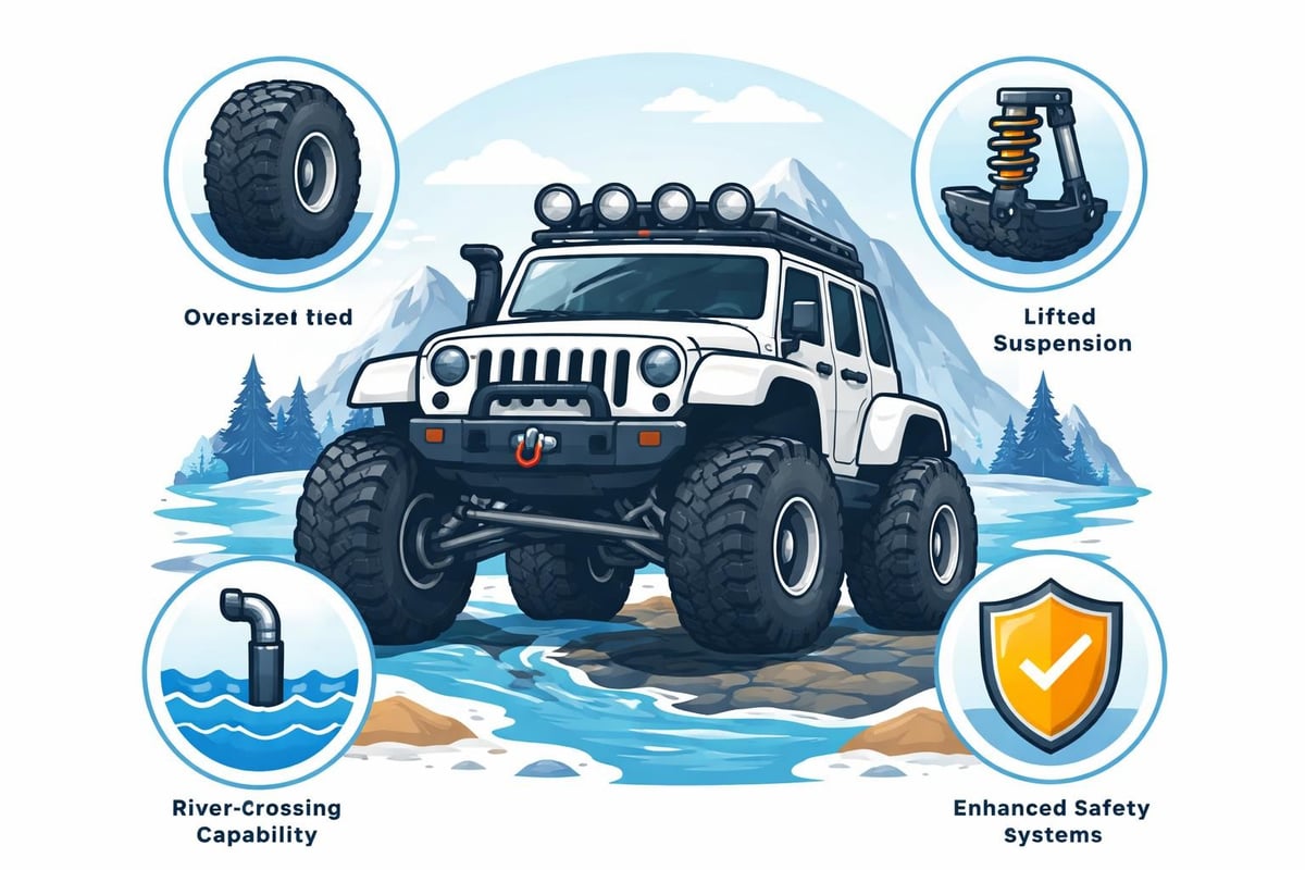 Superjeep modifications for Iceland terrain