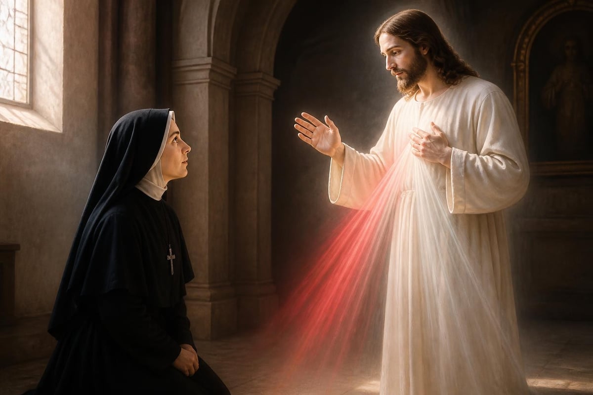 St. Faustina receiving divine mercy revelations