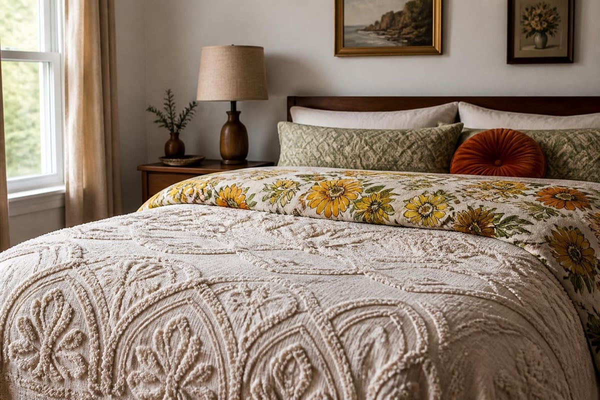 Vintage bed cover styling