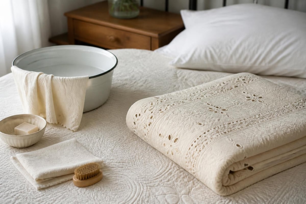 Vintage bed cover care routine