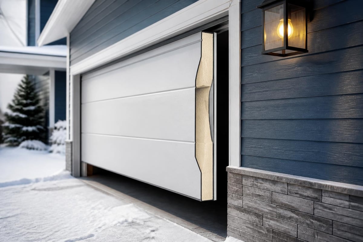 Garage door insulation layers