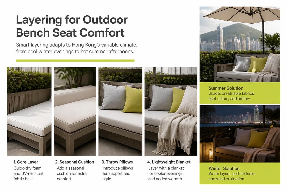 Outdoor bench styling layers