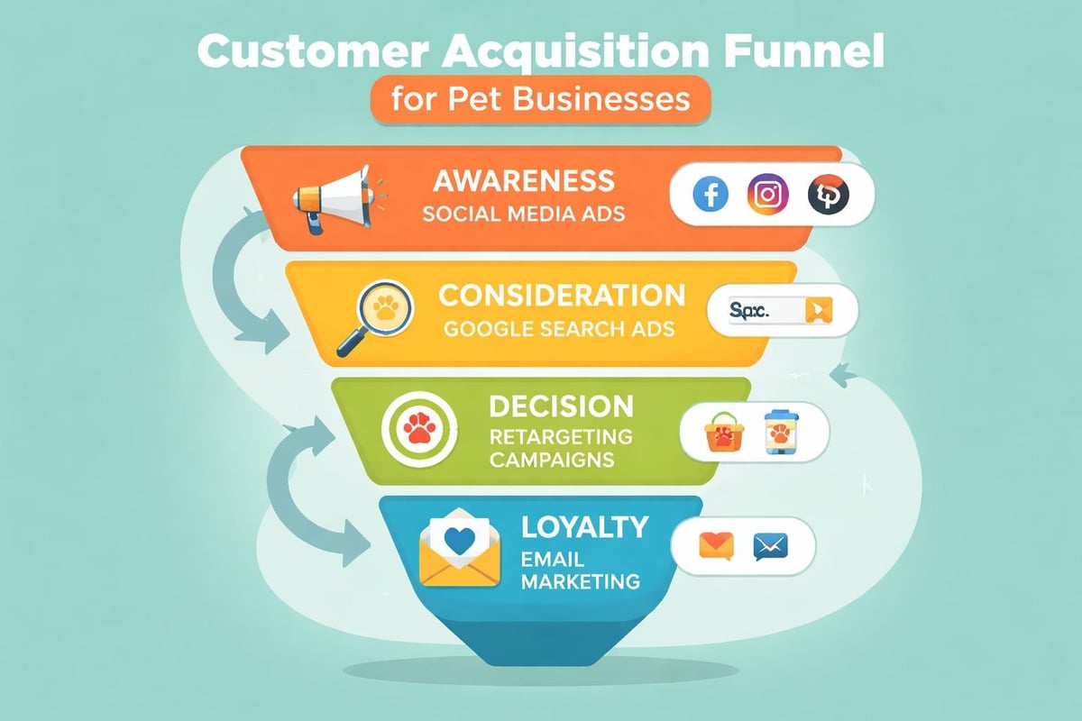 Pet business advertising funnel