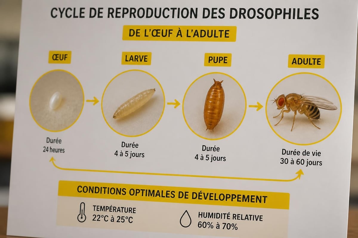 Cycle de reproduction des mouches à fruits