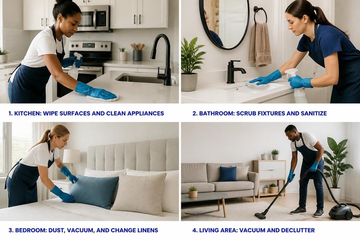 Room-by-room cleaning sequence Room-by-room cleaning sequence