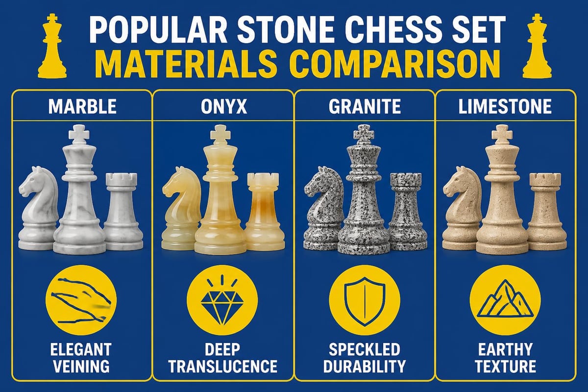 Stone chess set materials comparison