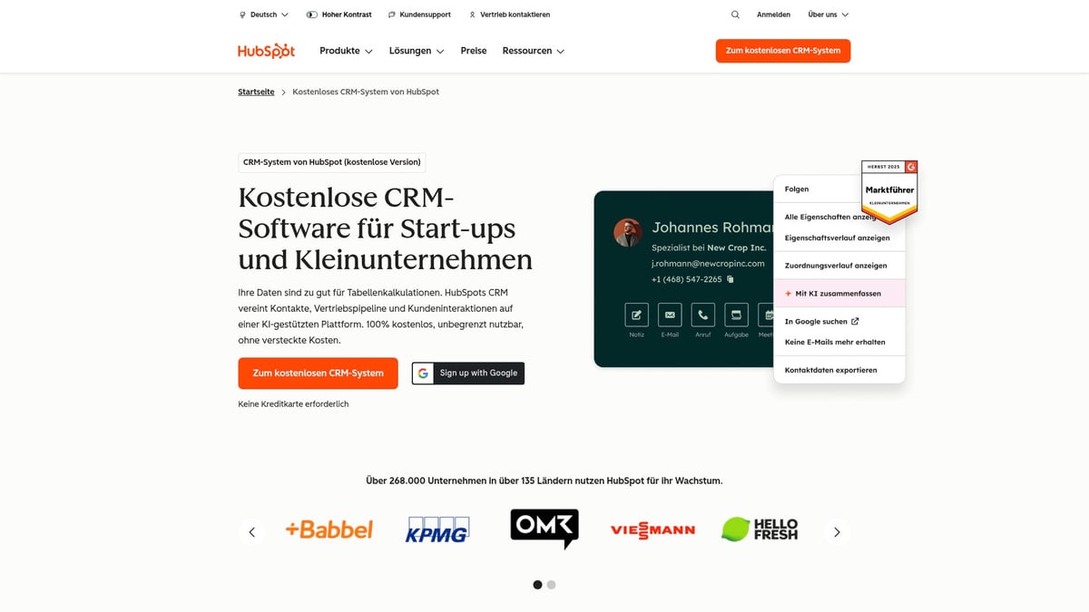 7 CRM Systeme 2025: Die Besten Lösungen Im Überblick - HubSpot CRM