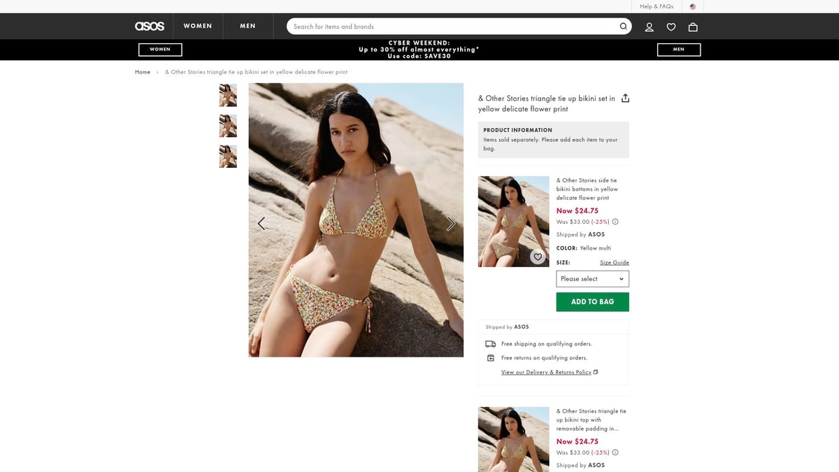 7 Must-Have Yellow Swimwear Styles for Summer 2026 - & Other Stories Side Tie Bikini Bottoms in Yellow Delicate Flower Print