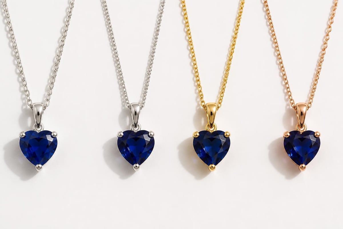 Metal setting options for blue heart pendants