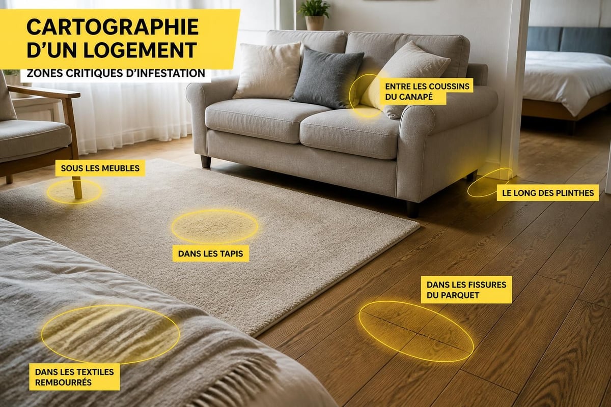 Points d'inspection pour détecter les puces