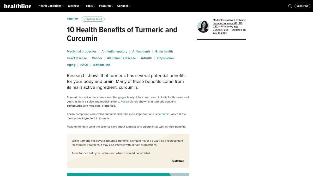 Top 7 Joint Supplements to Support Mobility in 2025 - Turmeric/Curcumin Supplements