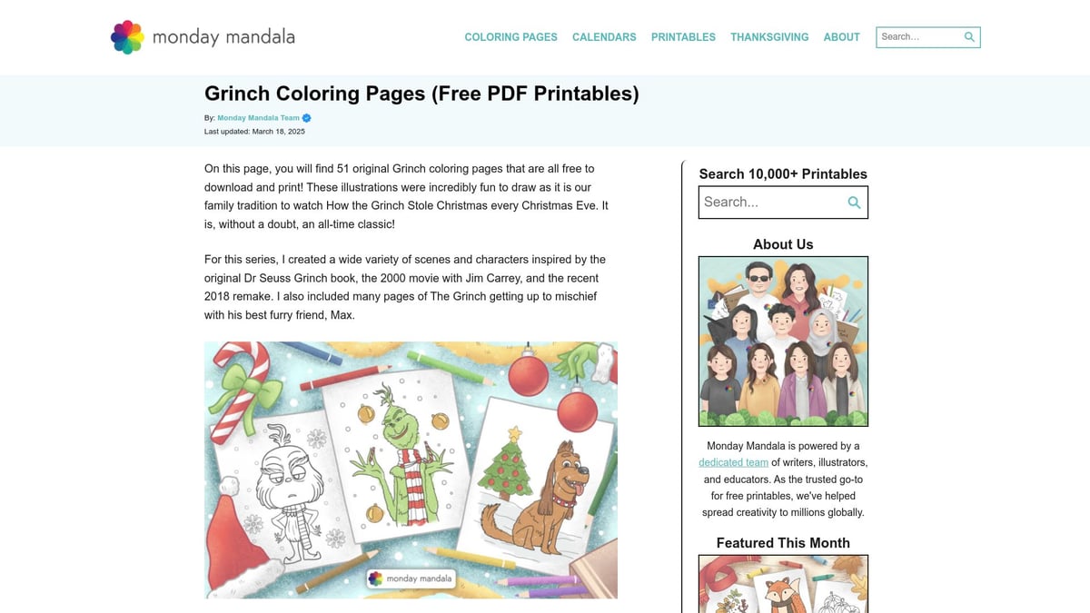 12 Best Free Christmas Coloring Pages for 2025 - Grinch Christmas Coloring Pages (Monday Mandala)