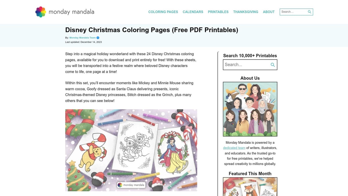 12 Best Free Christmas Coloring Pages for 2025 - Disney Christmas Coloring Pages (Monday Mandala)