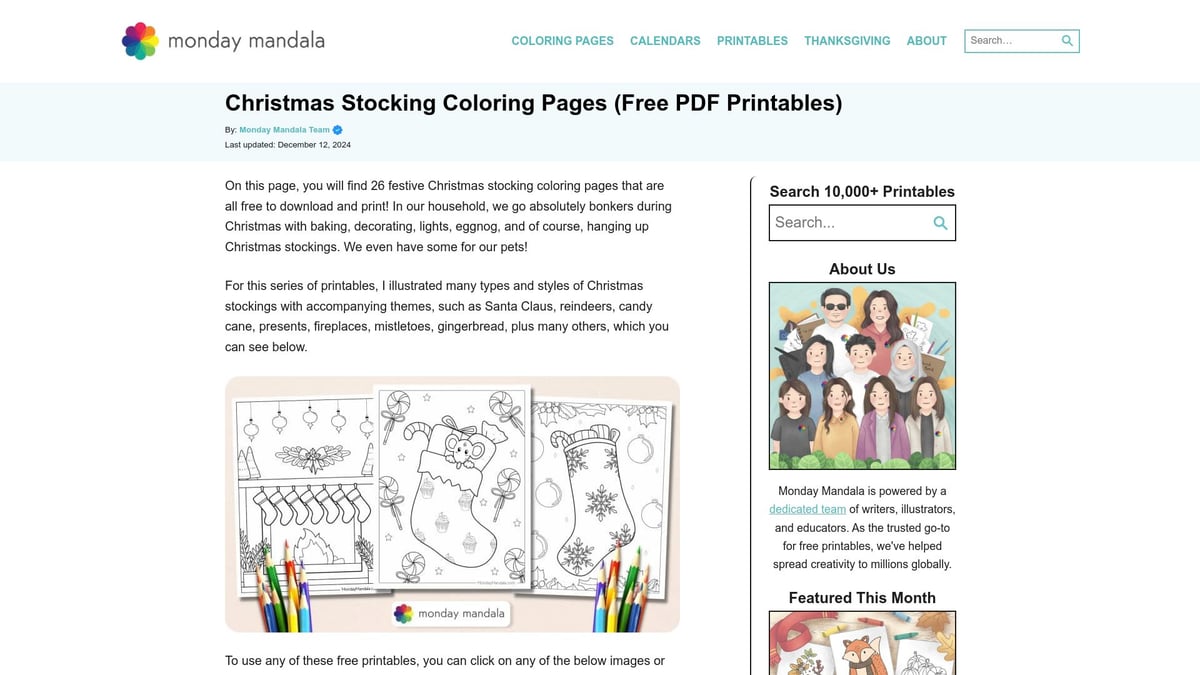 12 Best Free Christmas Coloring Pages for 2025 - Christmas Stockings Coloring Pages (Monday Mandala)