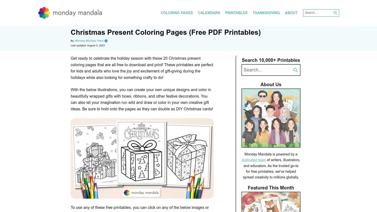 12 Best Free Christmas Coloring Pages for 2025 - Christmas Present Coloring Pages (Monday Mandala)