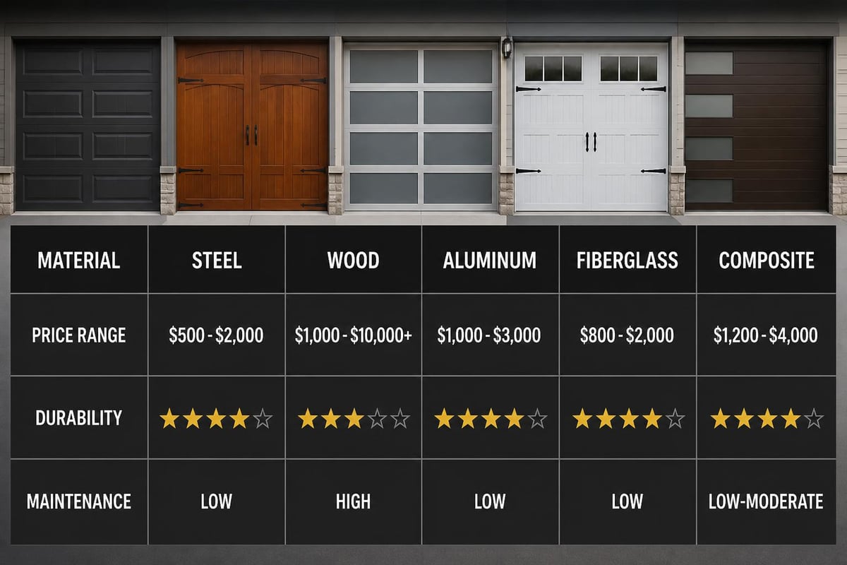 Garage door material cost comparison