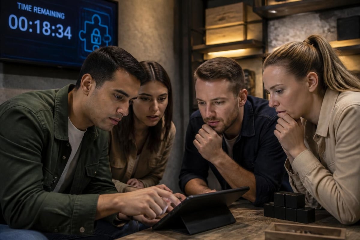 Virtual escape room game mechanics