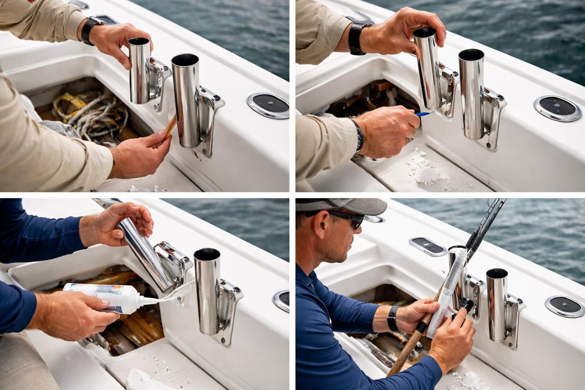 Fishing rod holder installation