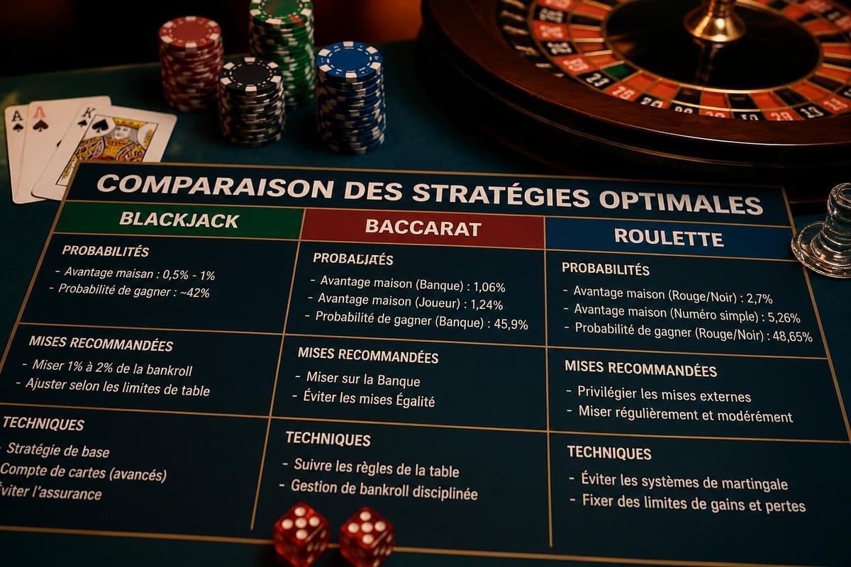 Stratégies de jeux de table casino